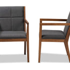 Baxton Studio Theresa Dark Grey and Walnut Effect 2-Piece Chair Set
