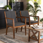 Baxton Studio Theresa Dark Grey and Walnut Effect 2-Piece Chair Set