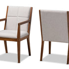 Baxton Studio Theresa Greige and Walnut Effect 2-Piece Chair Set
