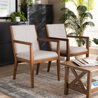 Baxton Studio Theresa Greige and Walnut Effect 2-Piece Chair Set