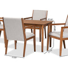Baxton Studio Theresa Mid-Century Modern Greyish Beige Fabric Upholstered and Walnut Brown Finished Wood 5-Piece Dining Set