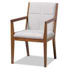 Baxton Studio Theresa Mid-Century Modern Greyish Beige Fabric Upholstered and Walnut Brown Finished Wood 5-Piece Dining Set