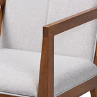 Baxton Studio Theresa Mid-Century Modern Greyish Beige Fabric Upholstered and Walnut Brown Finished Wood 5-Piece Dining Set