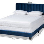 Baxton Studio Clare Glam and Luxe Navy Blue Velvet Fabric Upholstered King Size Panel Bed with Channel Tufted Headboard
