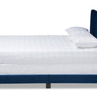 Baxton Studio Clare Glam and Luxe Navy Blue Velvet Fabric Upholstered Queen Size Panel Bed with Channel Tufted Headboard