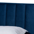 Baxton Studio Clare Glam and Luxe Navy Blue Velvet Fabric Upholstered Queen Size Panel Bed with Channel Tufted Headboard