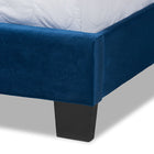 Baxton Studio Clare Glam and Luxe Navy Blue Velvet Fabric Upholstered Queen Size Panel Bed with Channel Tufted Headboard