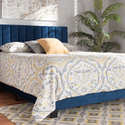 Baxton Studio Clare Glam and Luxe Navy Blue Velvet Fabric Upholstered King Size Panel Bed with Channel Tufted Headboard