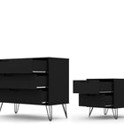 Manhattan Comfort Rockefeller Mid-Century Modern 2-Piece Dresser Set in Black