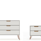 Manhattan Comfort Rockefeller Mid-Century Modern 2-Piece Dresser Set in Off White
