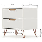 Manhattan Comfort Rockefeller Mid-Century Modern 2-Piece Dresser Set in Off White - 104GMC3