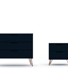 Manhattan Comfort Rockefeller Mid-Century Modern 2-Piece Dresser Set in Midnight Blue
