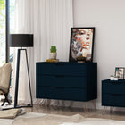 Manhattan Comfort Rockefeller Mid-Century Modern 2-Piece Dresser Set in Midnight Blue