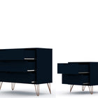 Manhattan Comfort Rockefeller Mid-Century Modern 2-Piece Dresser Set in Midnight Blue