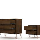 Manhattan Comfort Rockefeller Mid-Century Modern 2-Piece Dresser Set in Chestnut Brown
