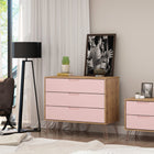 Manhattan Comfort Rockefeller Mid-Century Modern 2-Piece Dresser Set in Pink