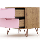 Manhattan Comfort Rockefeller Mid-Century Modern 2-Piece Dresser Set in Pink