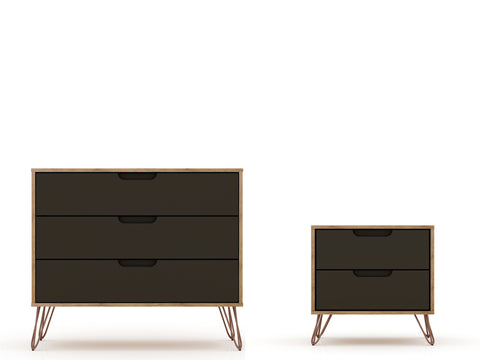 Manhattan Comfort Rockefeller Mid-Century Modern 2-Piece Dresser Set in Gray