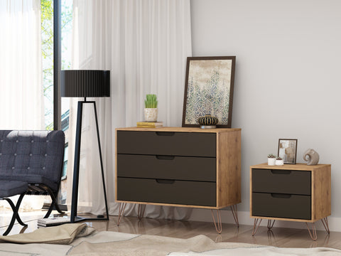 Manhattan Comfort Rockefeller Mid-Century Modern 2-Piece Dresser Set in Gray
