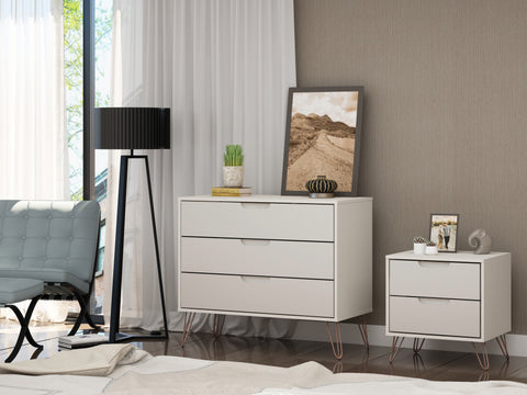 Manhattan Comfort Rockefeller Mid-Century Modern 2-Piece Dresser Set in Off White