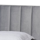 Baxton Studio Clare Glam and Luxe Grey Velvet Fabric Upholstered Queen Size Panel Bed with Channel Tufted Headboard