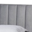 Baxton Studio Clare Glam and Luxe Grey Velvet Fabric Upholstered King Size Panel Bed with Channel Tufted Headboard