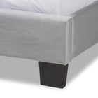Baxton Studio Clare Glam and Luxe Grey Velvet Fabric Upholstered King Size Panel Bed with Channel Tufted Headboard