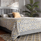 Baxton Studio Clare Glam and Luxe Grey Velvet Fabric Upholstered Queen Size Panel Bed with Channel Tufted Headboard