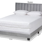 Baxton Studio Clare Glam and Luxe Grey Velvet Fabric Upholstered Queen Size Panel Bed with Channel Tufted Headboard