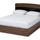 Baxton Studio Christopher Modern and Contemporary Rustic Walnut Brown Finished Wood Queen Size Platform Bed with Shelves