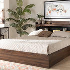 Baxton Studio Christopher Modern and Contemporary Rustic Walnut Brown Finished Wood Queen Size Platform Bed with Shelves