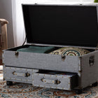 Baxton Studio Flynn Modern Transitional Grey Fabric Upholstered 2-Drawer Storage Trunk Ottoman