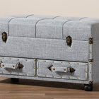 Baxton Studio Flynn Modern Transitional Grey Fabric Upholstered 2-Drawer Storage Trunk Ottoman