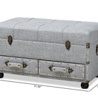 Baxton Studio Flynn Modern Transitional Grey Fabric Upholstered 2-Drawer Storage Trunk Ottoman