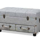 Baxton Studio Flynn Modern Transitional Grey Fabric Upholstered 2-Drawer Storage Trunk Ottoman