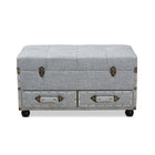 Baxton Studio Flynn Modern Transitional Grey Fabric Upholstered 2-Drawer Storage Trunk Ottoman