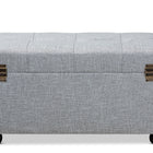 Baxton Studio Flynn Modern Transitional Grey Fabric Upholstered 2-Drawer Storage Trunk Ottoman