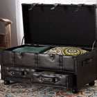Baxton Studio Callum Modern Transitional Distressed Dark Brown Faux Leather Upholstered 2-Drawer Storage Trunk Ottoman