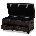 Baxton Studio Callum Modern Transitional Distressed Dark Brown Faux Leather Upholstered 2-Drawer Storage Trunk Ottoman