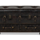 Baxton Studio Callum Modern Transitional Distressed Dark Brown Faux Leather Upholstered 2-Drawer Storage Trunk Ottoman