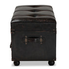 Baxton Studio Callum Modern Transitional Distressed Dark Brown Faux Leather Upholstered 2-Drawer Storage Trunk Ottoman