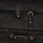 Baxton Studio Callum Modern Transitional Distressed Dark Brown Faux Leather Upholstered 2-Drawer Storage Trunk Ottoman