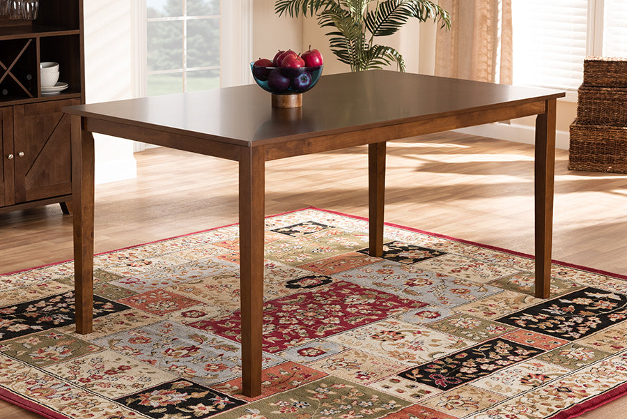 Baxton Studio Eveline Modern and Contemporary Walnut Brown Finished Rectangular Wood Dining Table