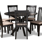 Baxton Studio Lore Modern and Contemporary Sand Fabric Upholstered and Dark Brown Finished Wood 7-Piece Dining Set