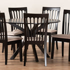 Baxton Studio Lore Modern and Contemporary Sand Fabric Upholstered and Dark Brown Finished Wood 7-Piece Dining Set