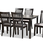 Baxton Studio Minette Modern and Contemporary Gray Fabric Upholstered and Espresso Brown Finished Wood 7-Piece Dining Set