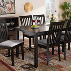 Baxton Studio Minette Modern and Contemporary Gray Fabric Upholstered and Espresso Brown Finished Wood 7-Piece Dining Set