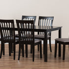 Baxton Studio Minette Modern and Contemporary Gray Fabric Upholstered and Espresso Brown Finished Wood 7-Piece Dining Set
