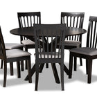 Baxton Studio Lore Modern and Contemporary Grey Fabric Upholstered and Dark Brown Finished Wood 7-Piece Dining Set