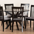 Baxton Studio Lore Modern and Contemporary Grey Fabric Upholstered and Dark Brown Finished Wood 7-Piece Dining Set